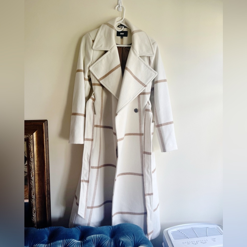 NWOT DKNY Wool Blend Plaid Coat S